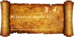 Milkovich Abbás névjegykártya
